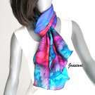 Hand Dyed and Painted Silk Scarf Multicolor Petite Wrap, Unique Scarf, Artisan Handmade, Jossiani