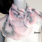 Hand Painted Silk Chiffon Gray Pink Quartz Small Neck Scarf Kerchief, Unique JOSSIANI creation