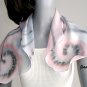 Hand Painted Silk Chiffon Gray Pink Quartz Small Neck Scarf Kerchief, Unique JOSSIANI creation