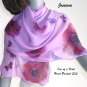 Hand Painted Silk Shawl Chiffon Lavender Red Purple Gray Scarf, Unique JOSSIANI creation.