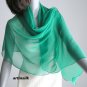 Emerald Silk Shawl, Green Wrap, Chiffon Coverup, Natural Silk Chiffon, Artisan Handmade