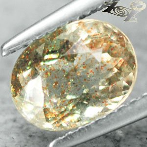 RARE NATURAL OVAL STARDUST HEMATITE YELLOW ILLUSION CONFETTI SUNSTONE 1.75 CT.