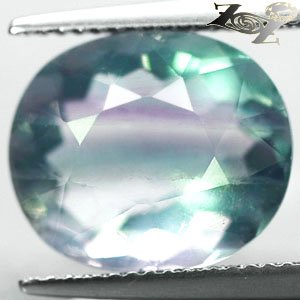 8.79 CT.RARE NATURAL OVAL WHITE MINT GREEN PURPLE LAYERS CLEARLY VIETNAM FLUORITE