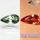 RARE VVS 1 NATURAL PEAR RICH GREEN NANDAGALA COLOR CHANGE GARNET 0.78 CT.