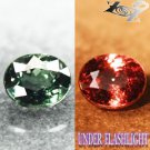 RARE FIRELY VVS NATURAL OVAL RICH TOP BLUEISH GREEN COLOR CHANGE GARNET 0.61 CT.