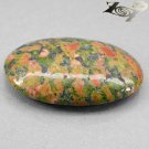 15.43 CT.NATURAL OVAL GREEN RED BLACK STREAKS UNITED STATES UNAKITE LOOSE GEM