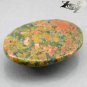 15.43 CT.NATURAL OVAL GREEN RED BLACK STREAKS UNITED STATES UNAKITE LOOSE GEM