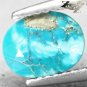 RARE NATURAL OVAL SILVER PYRITE MATRIX RICH CYAN BLUE ISRAEL TURQUOISE 1.55 CT.