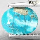 RARE NATURAL OVAL SILVER PYRITE MATRIX RICH CYAN BLUE ISRAEL TURQUOISE 1.55 CT.
