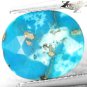 4.39 CT.RARE GRADE NATURAL OVAL GOLDEN PYRITE MATRIX HARD CYAN BLUE TURQUOISE