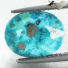 3.7 CT.RARE GRADE NATURAL OVAL SILVER PYRITE MATRIX CYAN BLUE ISRAEL TURQUOISE GEM