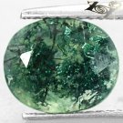 2.51 Ct.Natural Oval 8*9.5 mm. Green Dendrite Whole Crystal White Moss Agate Gem