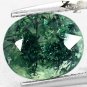 2.51 Ct.Natural Oval 8*9.5 mm. Green Dendrite Whole Crystal White Moss Agate Gem