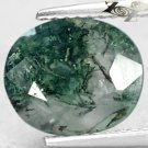 2.51 Ct.Natural Oval 8*9.5 mm. Green Dendrite Whole Crystal White Moss Agate Gem