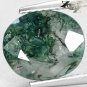 2.51 Ct.Natural Oval 8*9.5 mm. Green Dendrite Whole Crystal White Moss Agate Gem