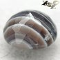 3.05 CT.Natural Oval 8.5*9 mm. Milky White Honey Brown Layers Zebra Sardonyx Gem