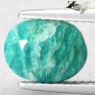 2.46 CT.Natural Oval 7*9 mm. White Streaks Intense Aqua Blue Green Amazonite 天河