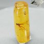 21.39 CT.Natural Cylinder 15*29 mm. Perfect Dragonfly Fly Fossil Yellow Copal