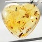 19.43 CT.Natural Heart 30 mm. Perfect Fly Insect Fossil Inside Whole Gold Copal