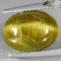 7.09 CT.Natural Oval 9*13 mm. Cat's Eye Effect Green Yellow Tanzania Apatite Gem