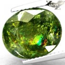 6.94 CT.Natural Oval 10.5*13 mm. Rainbow Spark Intense Leaf Green Apatite 綠色磷灰石