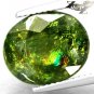 6.94 CT.Natural Oval 10.5*13 mm. Rainbow Spark Intense Leaf Green Apatite 綠色磷灰石