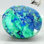 62.74 Ct.Natural Oval 27*31mm Blue Green World Map Azurite Chrysocolla 藍銅礦孔雀石 黑銅