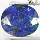 4.11 Ct.Natural Oval 9.5*11.5 mm. Sea Island World Map Pattern Azurite Malachite