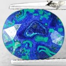 2.87 CT.Natural Oval 8.5*10 mm. Blue Green World Map Azurite Malachite 藍銅礦 孔雀石