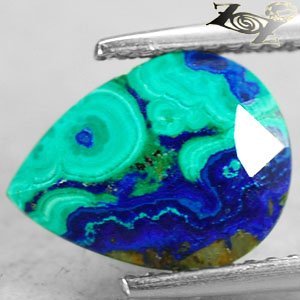 3.42 Ct.Natural Pear 9*11 mm. Sea Forest World Map Azurite Malachite &egrave;��&eacute;��&ccedil;&curren;&brvbar; &aring;&shy;�&eacute;��&ccedil;�&sup3;