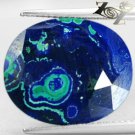 17.13 Ct.Natural Oval 16*19 Azure Blue Green World Map Pattern Azurite Malachite