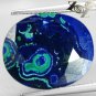 17.13 Ct.Natural Oval 16*19 Azure Blue Green World Map Pattern Azurite Malachite