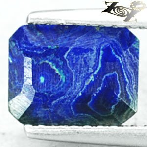 Natural Emerald 7*8.5 mm. Blue Green World Map Tracery Azurite Malachite 1.82 CT