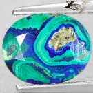 2.33 Ct.Natural Oval 8*10mm World Map Pattern Azure Blue Green Azurite Malachite