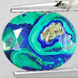 2.33 Ct.Natural Oval 8*10mm World Map Pattern Azure Blue Green Azurite Malachite