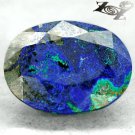 10.28 Ct.Natural Oval 13.5*17 mm. Blue Green World Map Azurite Malachite 藍銅礦 孔雀石