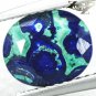 2.03 CT.Natural Oval 7*9mm Sea Land World Map Azure Blue Green Azurite Malachite