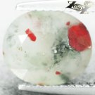 2.93 CT.Unusual Natural Oval 9*10 mm. Silver Pyrite Red Patch White Bloodstone
