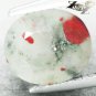 2.93 CT.Unusual Natural Oval 9*10 mm. Silver Pyrite Red Patch White Bloodstone