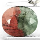 2.83CT.Natural Oval 7.5*9mm Red White Green Split Half Heliotrope Bloodstone 雞血石