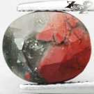 3.05CT.Natural Oval 7.5*9mm Silver Pyrite Crystal Gray Red Heliotrope Bloodstone