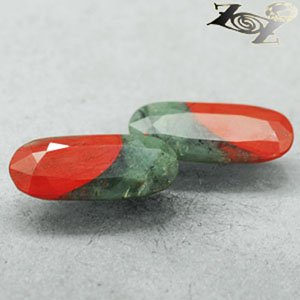 5.31 CT.Pair Natural Oval 6*15 mm Bi Color Red Green Heliotrope Bloodstone &eacute;��&egrave;&iexcl;�&ccedil;�&sup3;