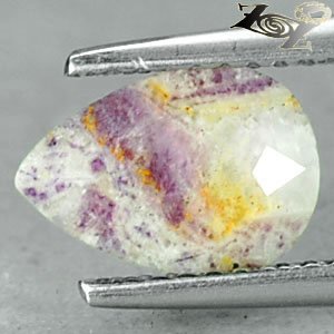 Natural Pear 6.5*9.5 mm. Purple Patch White Yellow Russia Charoite 1.66 CT. Gems