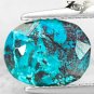 3.13 CT.Natural Oval 8*10.5 mm. Black Vein Whole Green Blue Chrysocolla 矽孔雀石 Gem