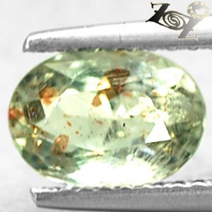 Natural Oval 6*8 Red Copper Spark Kiwi Green Illusion Confetti Sunstone 1.2 CT.