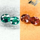 Pair Natural Oval 3.5*4mmVivid Blue Green Nandagala Color Change Garnet 0.62 CT.