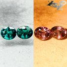 Pair Natural Oval 4*5 mm.Vivid Blue Green Nandagala Color Change Garnet 0.87 CT.