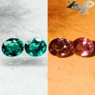 Pair Natural Oval 4*5 mm.Vivid Blue Green Nandagala Color Chang Garnet 0.92 CT.