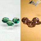 VVS 1 Natural Oval 4*4.5mm/3Pcs Intense Green Blue Color Change Garnet 0.98 CT.