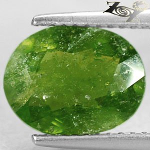 3.86 Ct.Natural Oval 8*10.5 mm. Intense Olive Green Canada Hydrogrossular Garnet